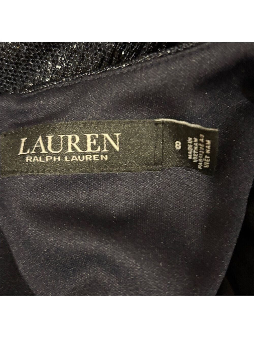 Lauren Ralph Lauren Shimmering Midnight Blue Dress -Size 8 - Picture 6 of 8